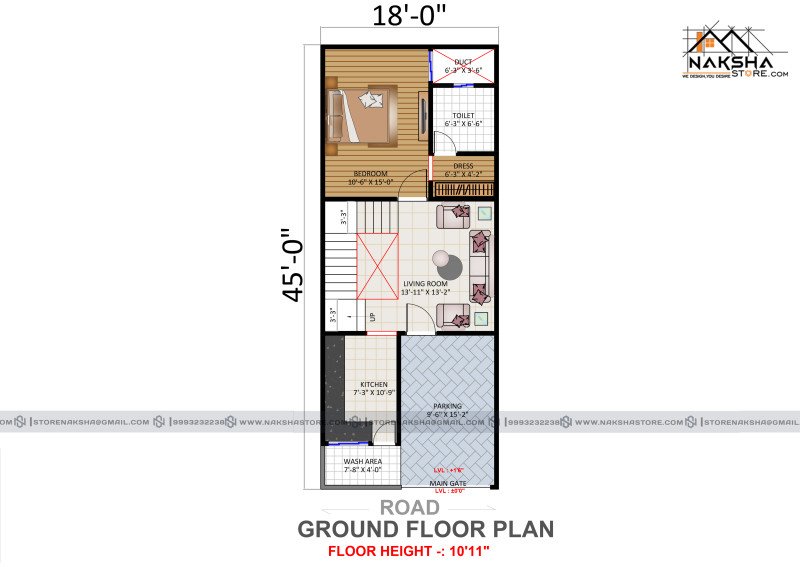 Simple 18x45 Floor Plan for Small House